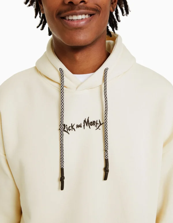 BERSHKA Vêtements*Sweat imprimé Rick et Morty Écru