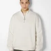 BERSHKA Sweats*Sweat oversize col montant Blanc cassé