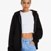 BERSHKA Basiques*Sweat zippé capuche oversize Noir