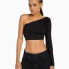 BERSHKA Best sellers*Top asymétrique manche longue Noir