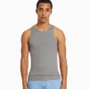 BERSHKA Vêtements*Top bretelles bord-côte Gris