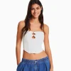 BERSHKA Vêtements*Top corset bandeau Blanc