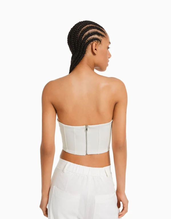 BERSHKA Vêtements*Top corset bandeau Noir