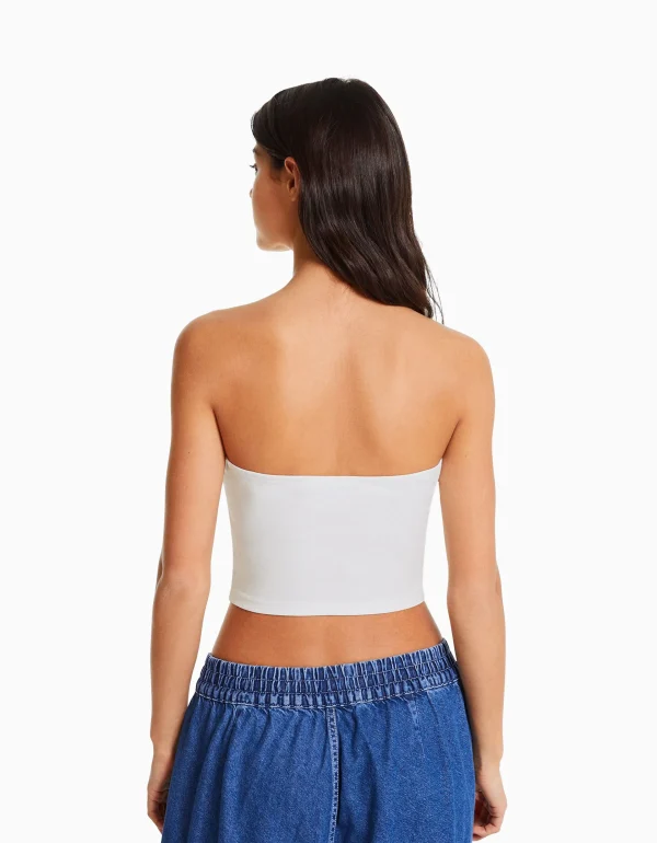 BERSHKA Vêtements*Top corset bandeau Blanc