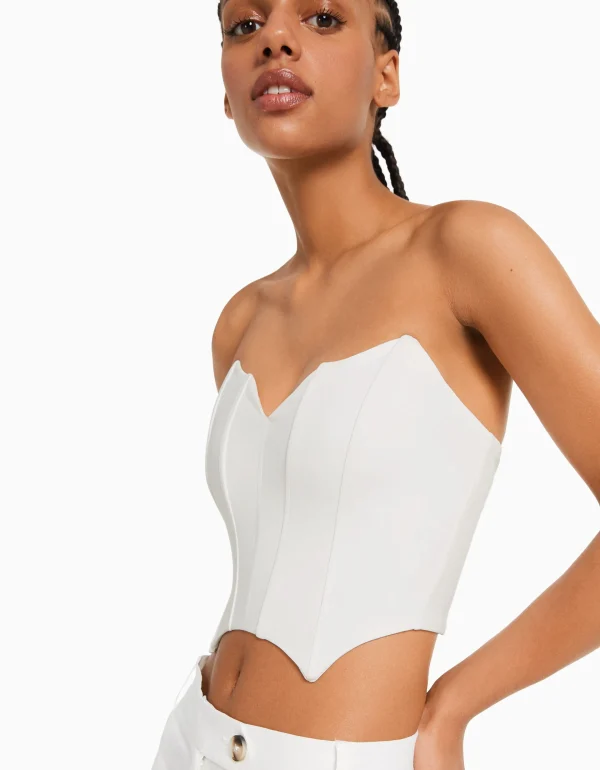 BERSHKA Vêtements*Top corset bandeau Noir