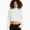 BERSHKA Maille*Top cropped manches longues col montant Vert