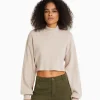 BERSHKA Maille*Top cropped manches longues col montant Vert