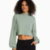 BERSHKA Maille*Top cropped manches longues col montant Vert