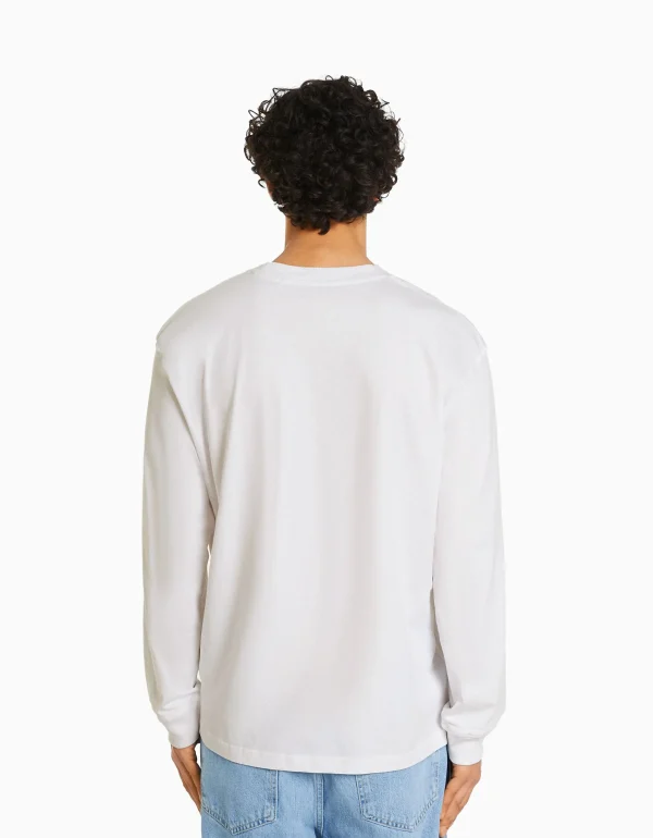 BERSHKA TEST*Top manches longues oversize imprimé Blanc