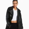 BERSHKA Similicuir*Trench similicuir Noir