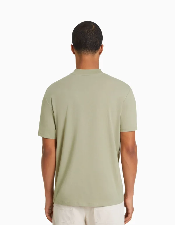 BERSHKA Vêtements*T-shirt à manches courtes et col montant Vert