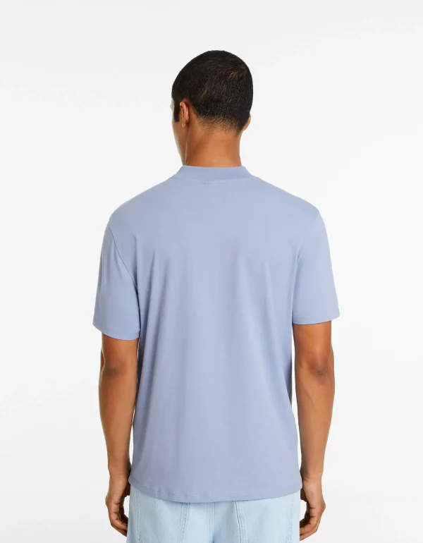 BERSHKA Personnalisables*T-shirt à manches courtes et col montant Bleu