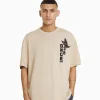 BERSHKA Tee-shirts*T-shirt boxy manches courtes imprimé Noir