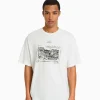 BERSHKA Tee-shirts*T-shirt boxy manches courtes imprimé Blanc