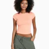 BERSHKA Tee-shirts*T-shirt manches courtes bord côte Orange