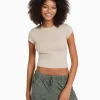 BERSHKA Tee-shirts*T-shirt manches courtes bord côte Sable