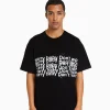 BERSHKA Vêtements*T-shirt manches courtes boxy fit empiècements Noir