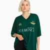 BERSHKA Vêtements*T-shirt manches courtes col polo football Vert