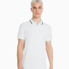 BERSHKA Tee-shirts*T-shirt manches courtes col polo bandes Blanc