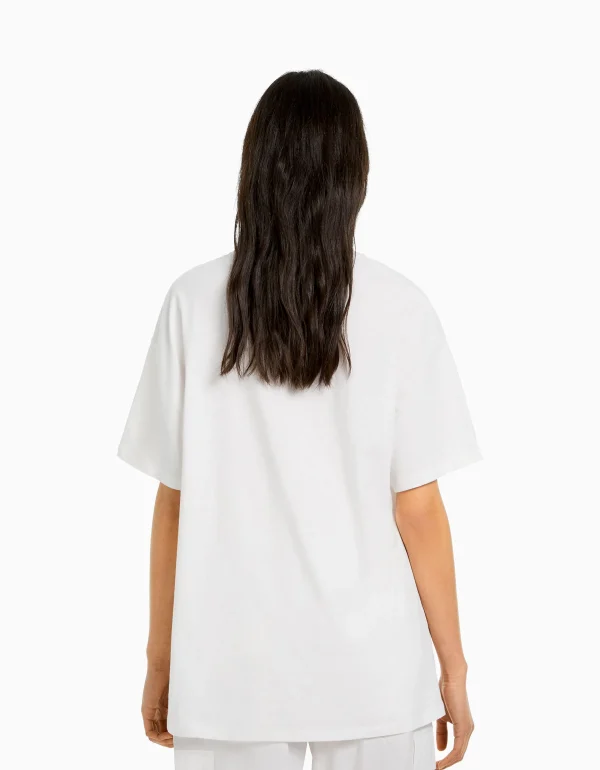 BERSHKA Vêtements*T-shirt manches courtes oversize imprimé TOKYO REVENGERS Blanc cassé