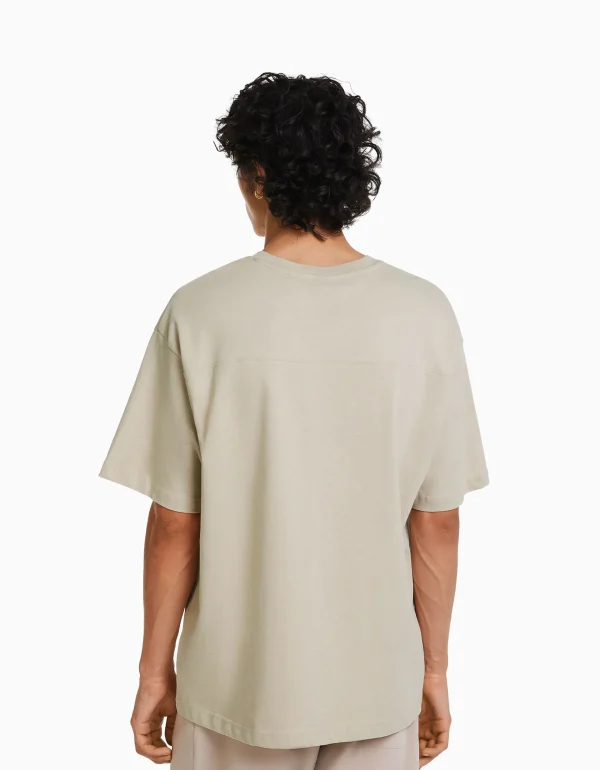 BERSHKA Tee-shirts*T-shirt manches courtes oversize imprimé Blanc