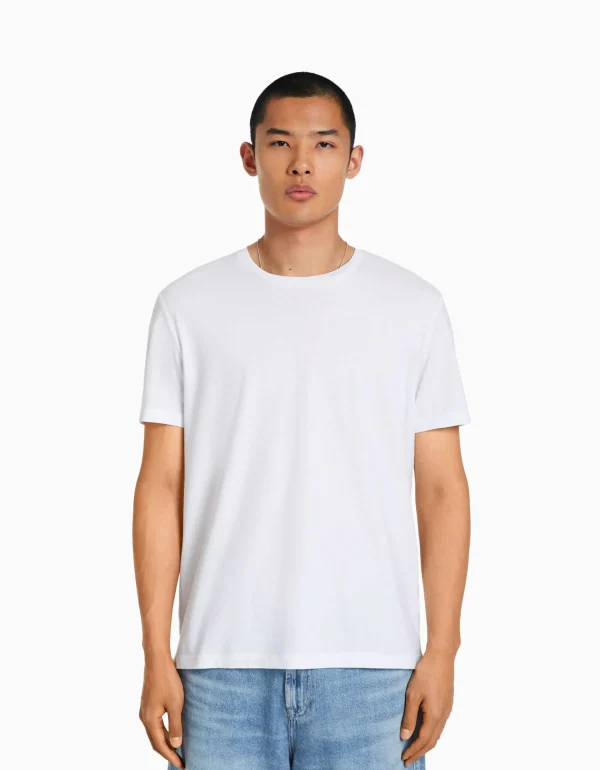 BERSHKA Vêtements*T-shirt manches courtes regular fit Blanc