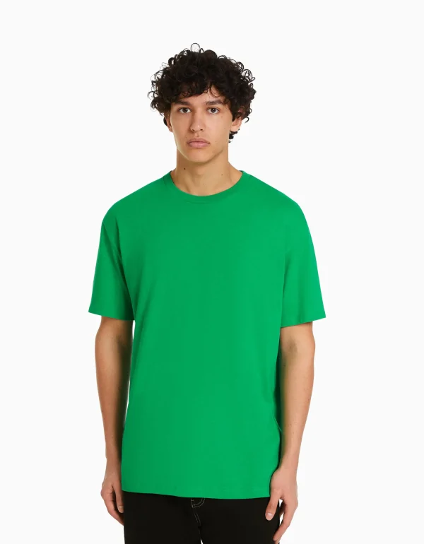 BERSHKA TEST*T-shirt manches courtes regular fit Vert