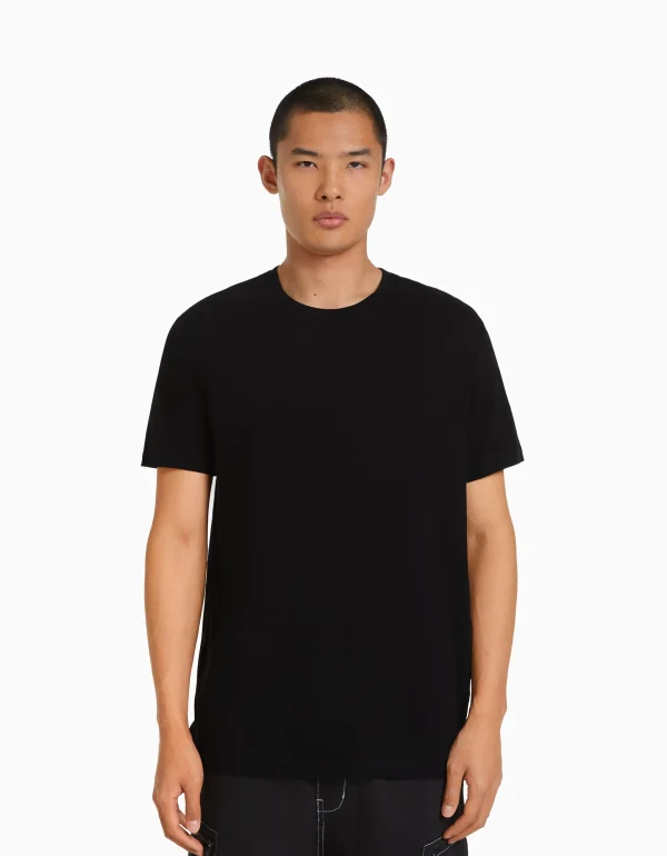 BERSHKA Personnalisables*T-shirt manches courtes regular fit Noir