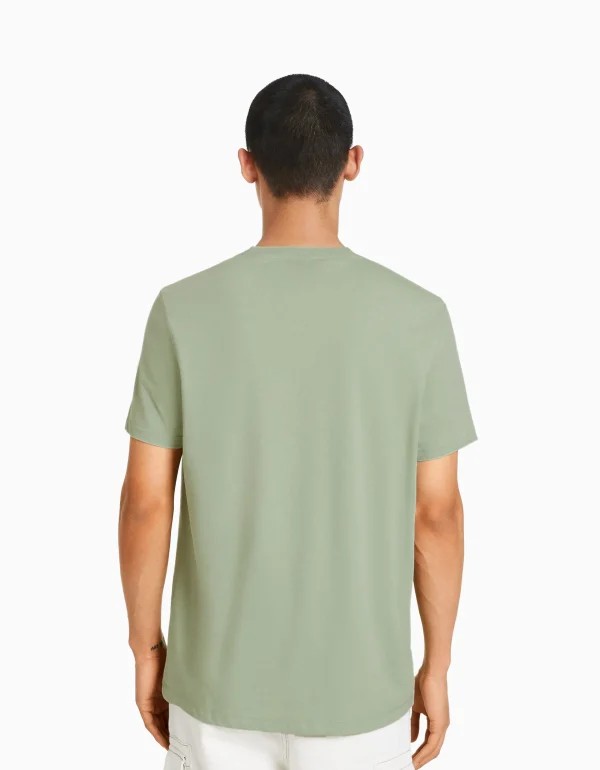 BERSHKA Personnalisables*T-shirt manches courtes regular fit Vert