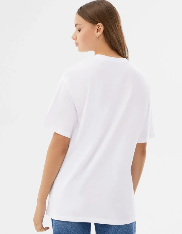 BERSHKA Personnalisables*T-shirt manches courtes regular fit Blanc