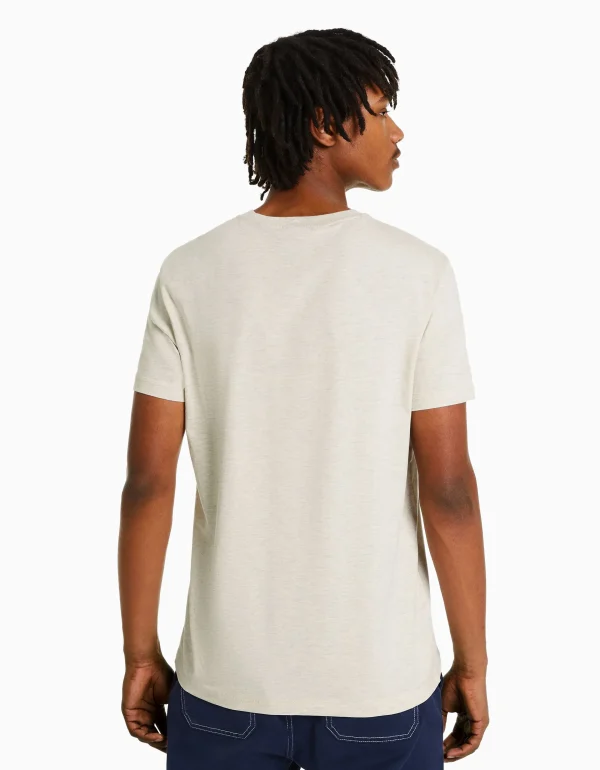 BERSHKA Tee-shirts*T-shirt manches courtes regular fit imprimé Blanc