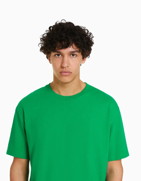 BERSHKA TEST*T-shirt manches courtes regular fit Vert