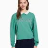 BERSHKA Tee-shirts*T-shirt manches longues col polo imprimé Vert