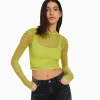 BERSHKA Tee-shirts*T-shirt manches longues seamless filet Lime