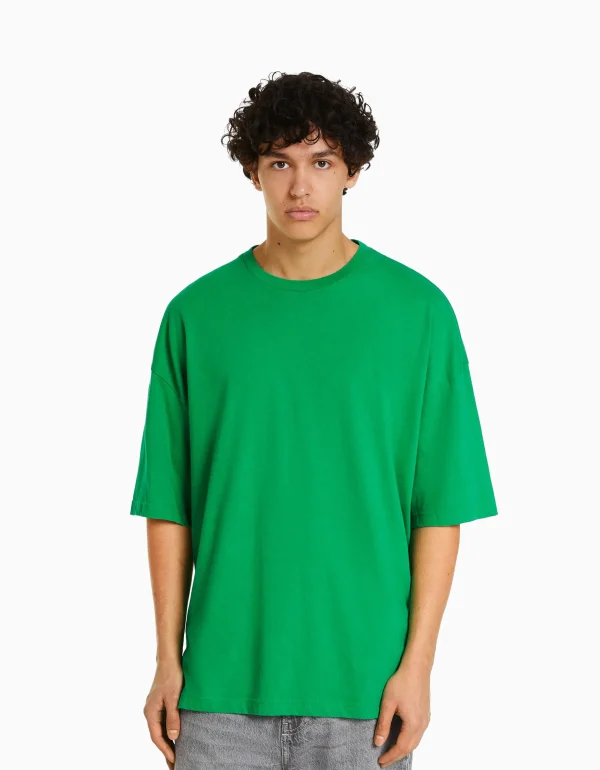 BERSHKA Personnalisables*T-shirt oversize à manches courtes Vert