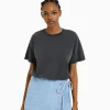 BERSHKA Tee-shirts*T-shirt oversize à manches courtes Noir