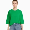 BERSHKA Tee-shirts*T-shirt oversize à manches courtes Vert