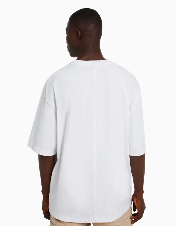 BERSHKA Personnalisables*T-shirt oversize à manches courtes Blanc