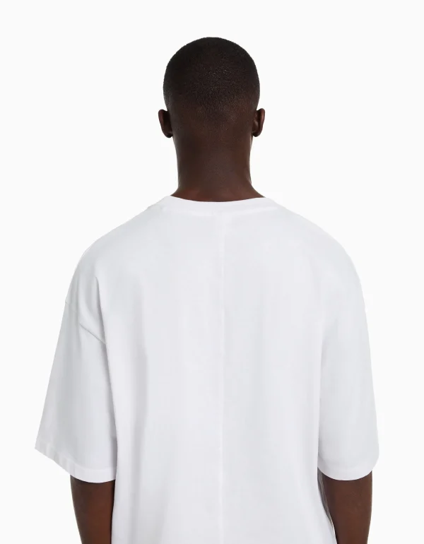 BERSHKA Personnalisables*T-shirt oversize à manches courtes Blanc