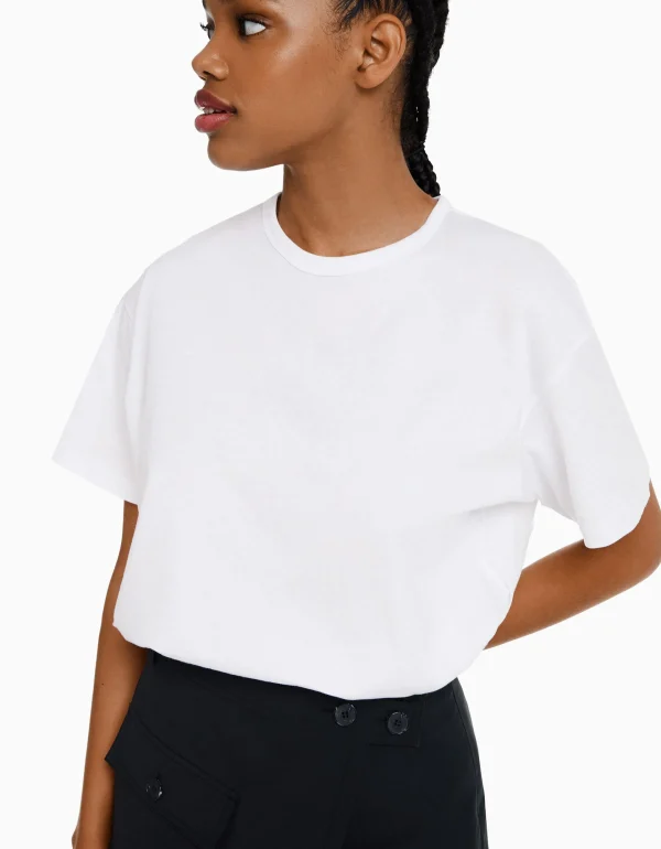 BERSHKA Tee-shirts*T-shirt oversize à manches courtes Blanc