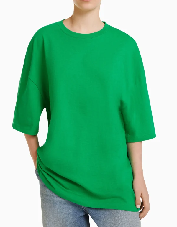 BERSHKA Tee-shirts*T-shirt oversize à manches courtes Vert