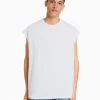 BERSHKA Personnalisables*T-shirt sans manches oversize Blanc