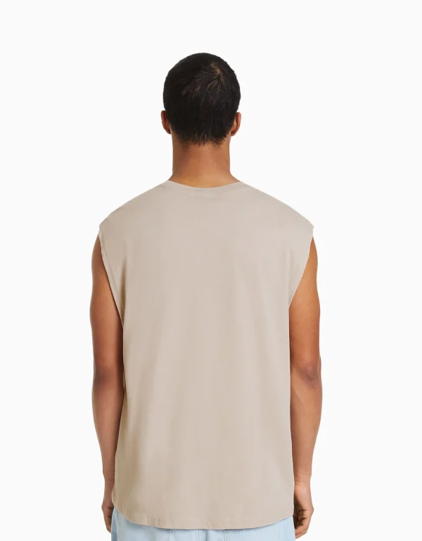 BERSHKA Tee-shirts*T-shirt workwear sans manches Blanc