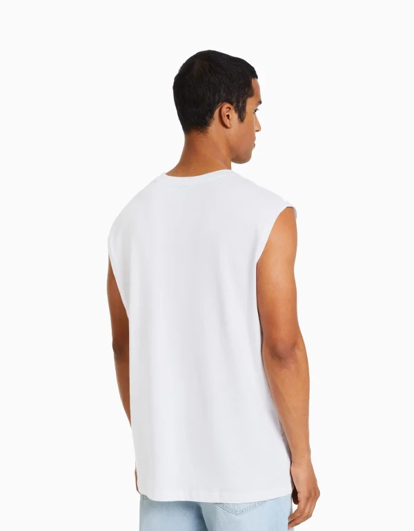 BERSHKA Tee-shirts*T-shirt workwear sans manches Blanc