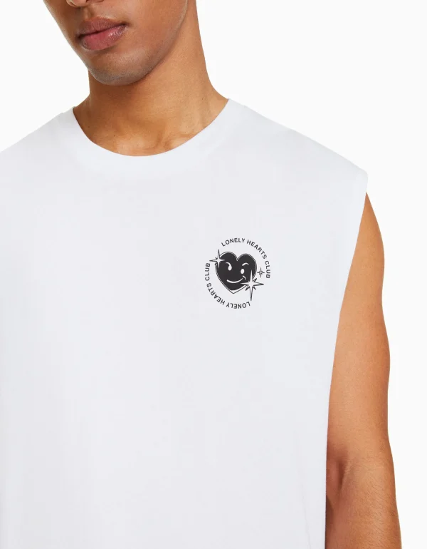 BERSHKA Tee-shirts*T-shirt workwear sans manches Blanc