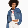 BERSHKA Vêtements*Veste en jean courte Bleu clair