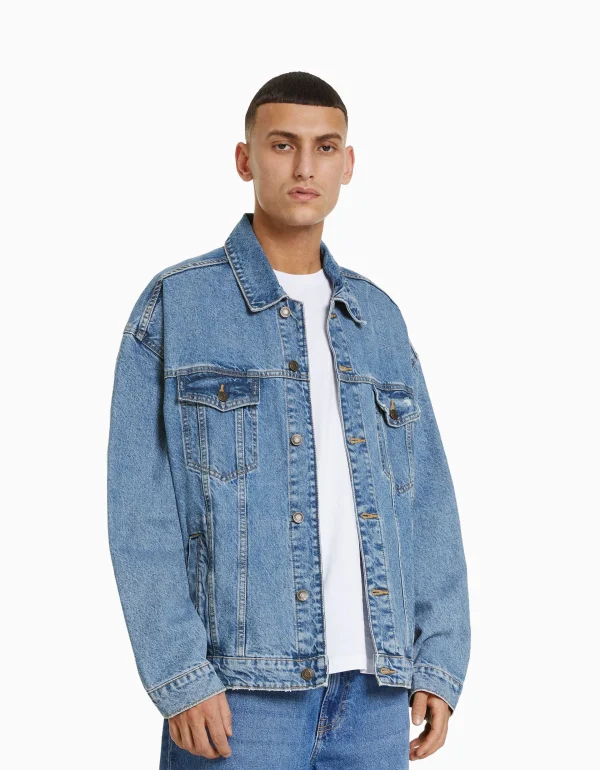 BERSHKA Blousons et manteaux*Veste en jean oversize Noir