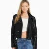 BERSHKA Vêtements*Veste style motard similicuir ceinture Noir