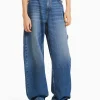 BERSHKA Vêtements*Wide balloon leg carpenter jeans with detailing Bleu lavé